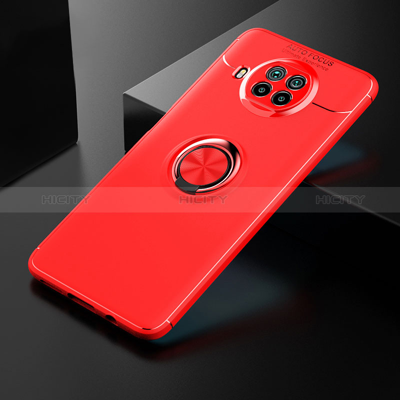 Silikon Hülle Handyhülle Ultra Dünn Schutzhülle Tasche Flexible mit Magnetisch Fingerring Ständer SD2 für Xiaomi Mi 10i 5G Rot
