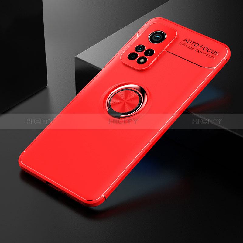 Silikon Hülle Handyhülle Ultra Dünn Schutzhülle Tasche Flexible mit Magnetisch Fingerring Ständer SD2 für Xiaomi Mi 10T Pro 5G Rot