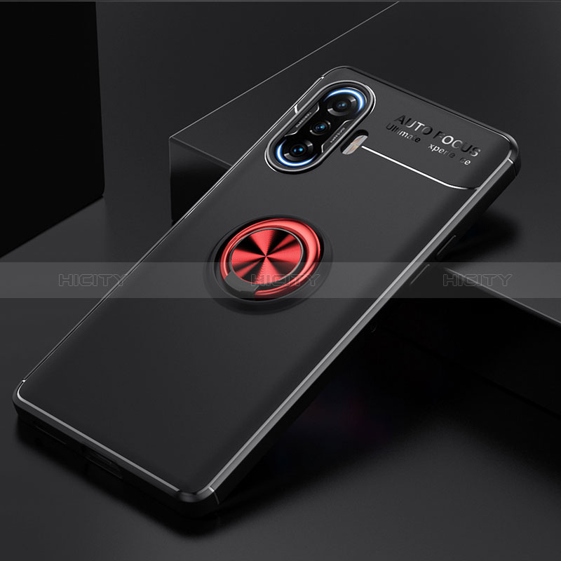 Silikon Hülle Handyhülle Ultra Dünn Schutzhülle Tasche Flexible mit Magnetisch Fingerring Ständer SD2 für Xiaomi Poco F3 GT 5G Rot und Schwarz Plus
