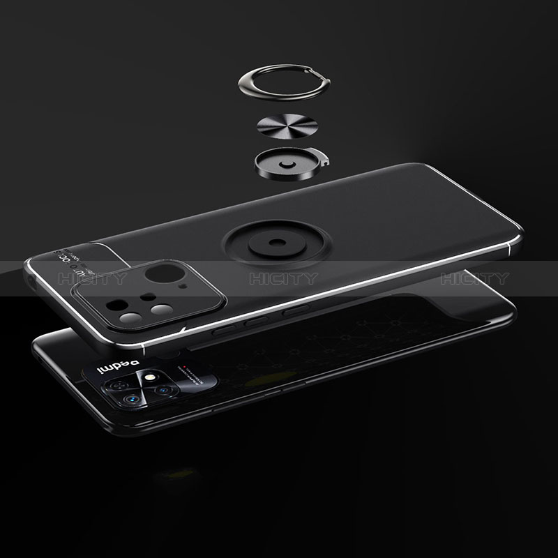 Silikon Hülle Handyhülle Ultra Dünn Schutzhülle Tasche Flexible mit Magnetisch Fingerring Ständer SD2 für Xiaomi Redmi 10 Power groß