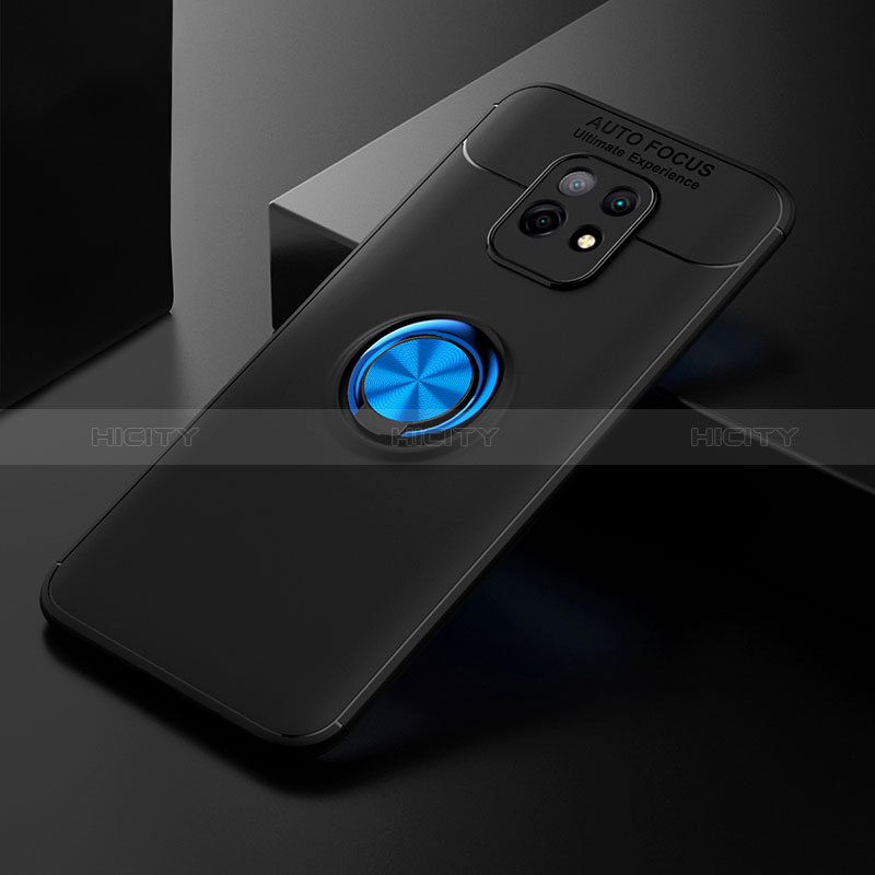 Silikon Hülle Handyhülle Ultra Dünn Schutzhülle Tasche Flexible mit Magnetisch Fingerring Ständer SD2 für Xiaomi Redmi 10X Pro 5G Blau und Schwarz