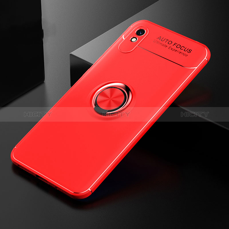 Silikon Hülle Handyhülle Ultra Dünn Schutzhülle Tasche Flexible mit Magnetisch Fingerring Ständer SD2 für Xiaomi Redmi 9A Rot