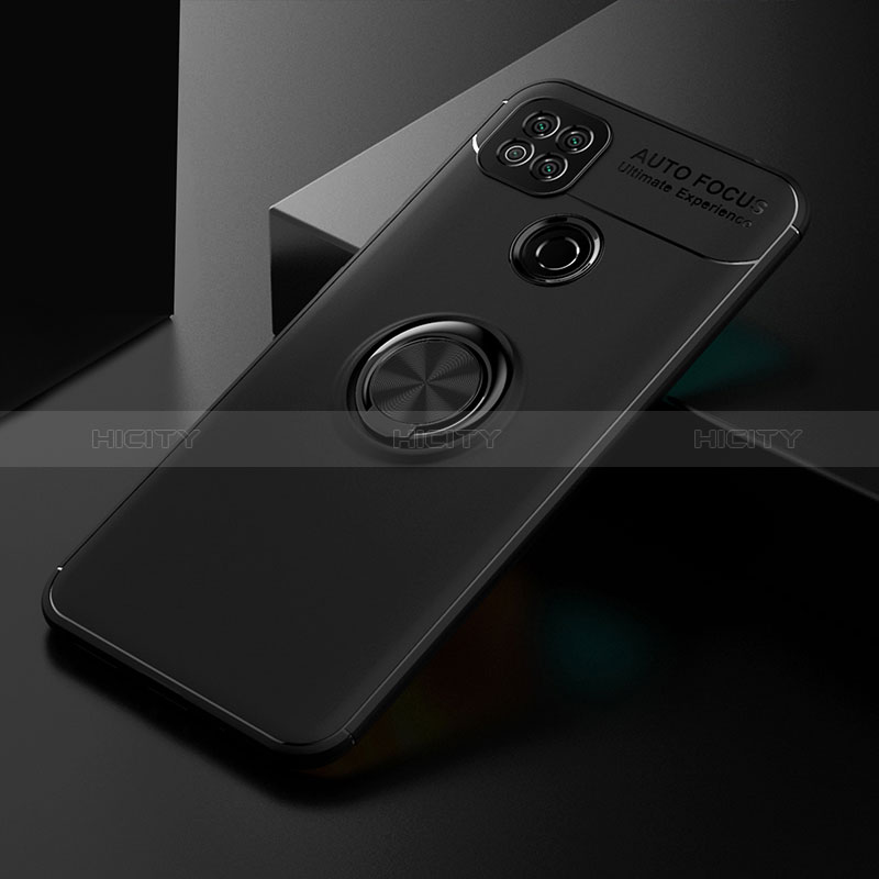 Silikon Hülle Handyhülle Ultra Dünn Schutzhülle Tasche Flexible mit Magnetisch Fingerring Ständer SD2 für Xiaomi Redmi 9C Schwarz