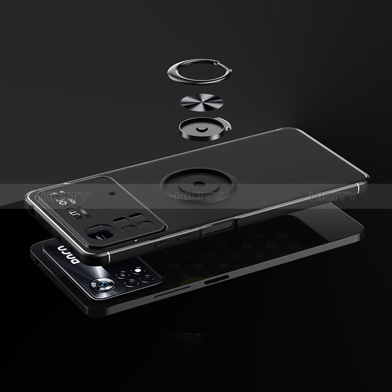 Silikon Hülle Handyhülle Ultra Dünn Schutzhülle Tasche Flexible mit Magnetisch Fingerring Ständer SD2 für Xiaomi Redmi Note 11E Pro 5G