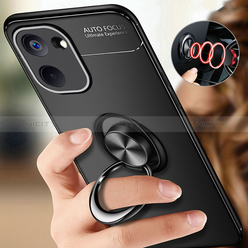 Silikon Hülle Handyhülle Ultra Dünn Schutzhülle Tasche Flexible mit Magnetisch Fingerring Ständer SD3 für Realme 10S 5G groß