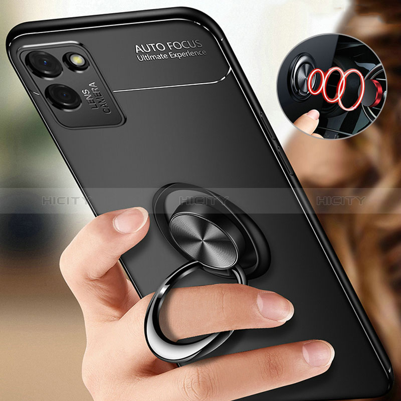 Silikon Hülle Handyhülle Ultra Dünn Schutzhülle Tasche Flexible mit Magnetisch Fingerring Ständer SD3 für Realme V11 5G