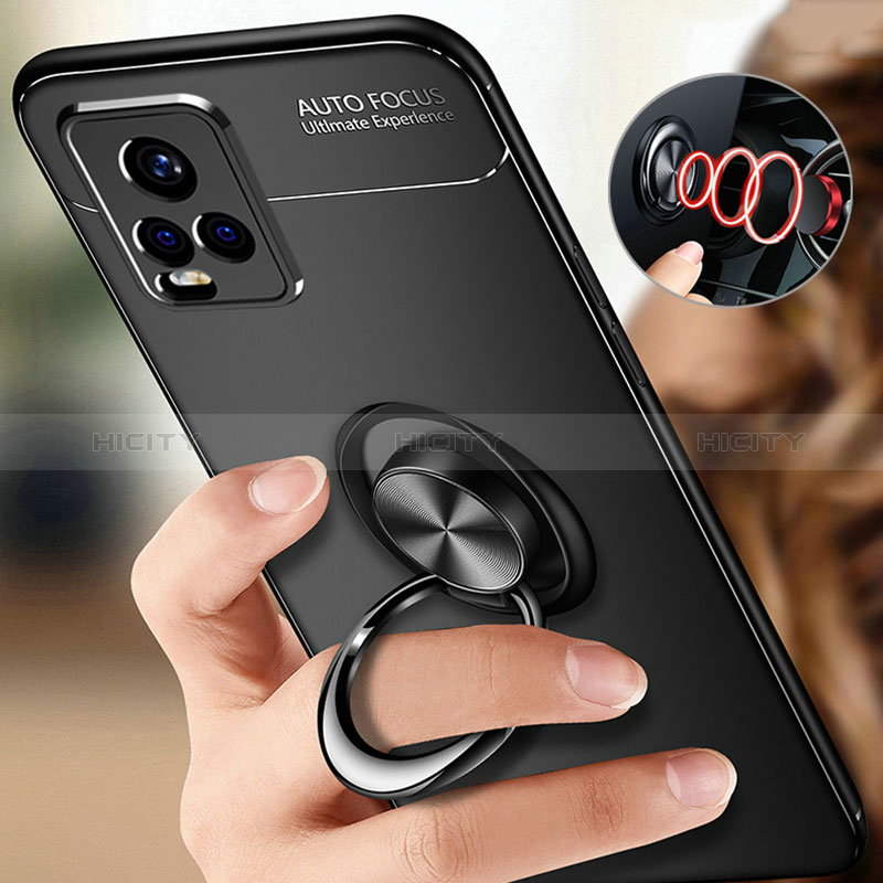 Silikon Hülle Handyhülle Ultra Dünn Schutzhülle Tasche Flexible mit Magnetisch Fingerring Ständer SD3 für Vivo iQOO 7 5G groß