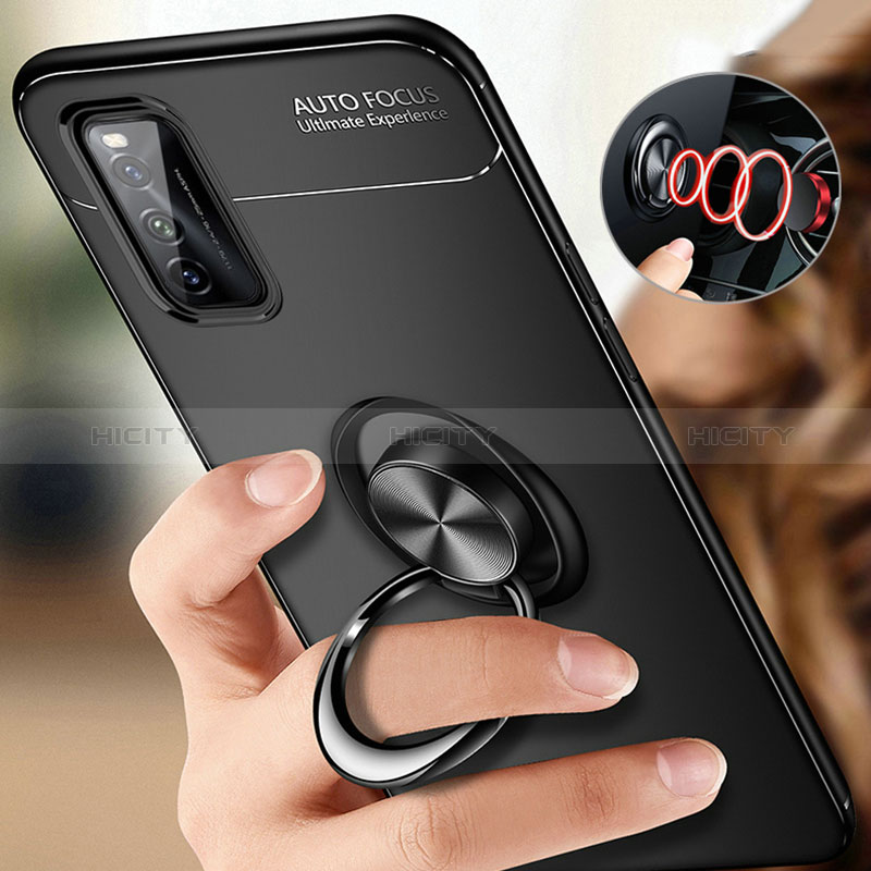 Silikon Hülle Handyhülle Ultra Dünn Schutzhülle Tasche Flexible mit Magnetisch Fingerring Ständer SD3 für Vivo iQOO 7 India 5G groß