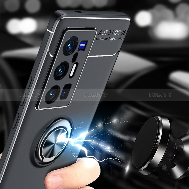 Silikon Hülle Handyhülle Ultra Dünn Schutzhülle Tasche Flexible mit Magnetisch Fingerring Ständer SD3 für Vivo X70 Pro+ Plus 5G