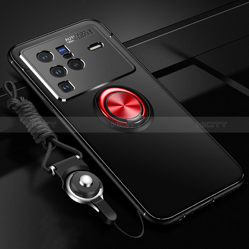 Silikon Hülle Handyhülle Ultra Dünn Schutzhülle Tasche Flexible mit Magnetisch Fingerring Ständer SD3 für Vivo X80 Pro 5G