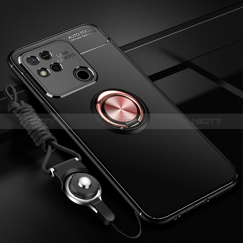 Silikon Hülle Handyhülle Ultra Dünn Schutzhülle Tasche Flexible mit Magnetisch Fingerring Ständer SD3 für Xiaomi Redmi 9 India groß