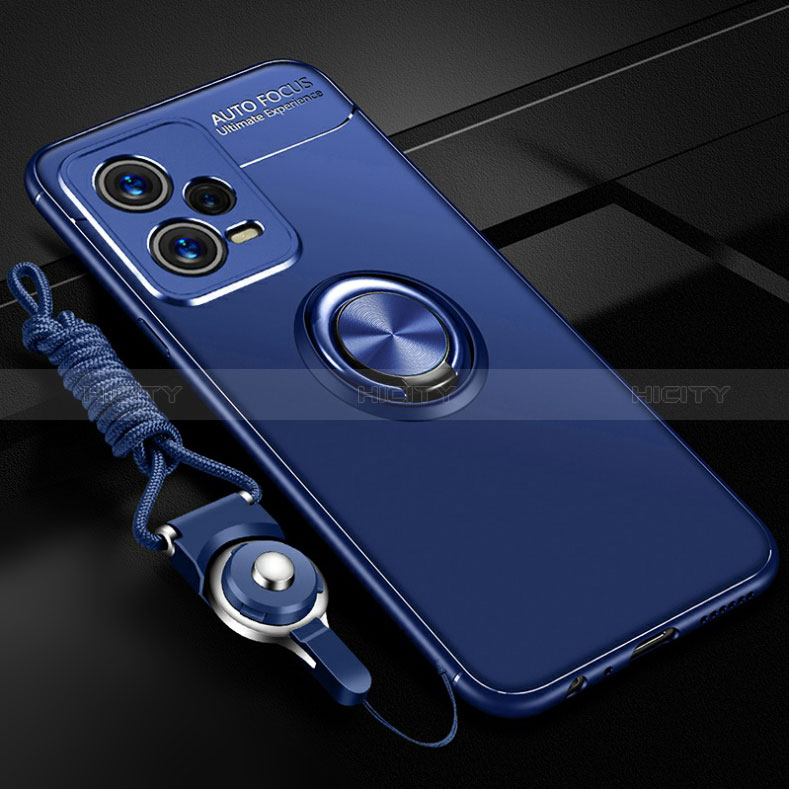 Silikon Hülle Handyhülle Ultra Dünn Schutzhülle Tasche Flexible mit Magnetisch Fingerring Ständer SD3 für Xiaomi Redmi Note 12 Pro+ Plus 5G Blau