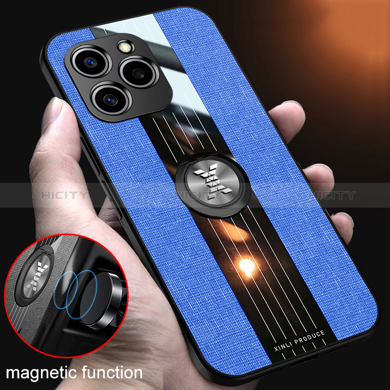 Silikon Hülle Handyhülle Ultra Dünn Schutzhülle Tasche Flexible mit Magnetisch Fingerring Ständer X01L für Huawei Honor 60 SE 5G