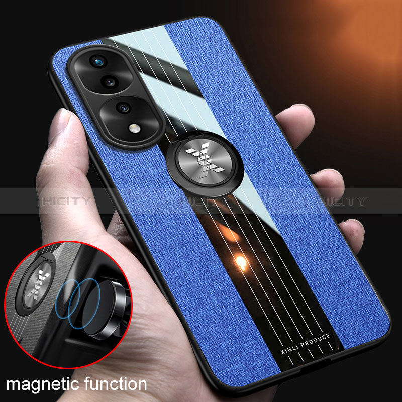 Silikon Hülle Handyhülle Ultra Dünn Schutzhülle Tasche Flexible mit Magnetisch Fingerring Ständer X01L für Huawei Honor 70 Pro+ Plus 5G groß