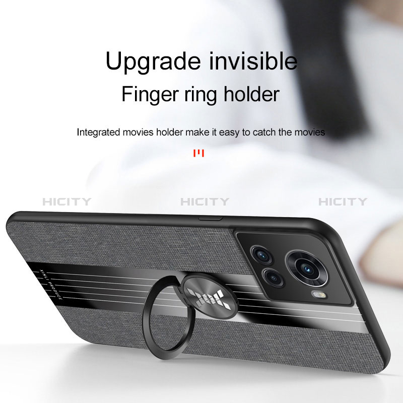 Silikon Hülle Handyhülle Ultra Dünn Schutzhülle Tasche Flexible mit Magnetisch Fingerring Ständer X01L für OnePlus 10R 5G