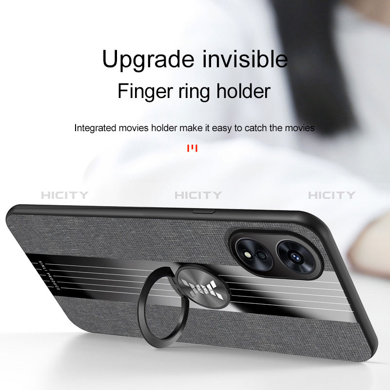Silikon Hülle Handyhülle Ultra Dünn Schutzhülle Tasche Flexible mit Magnetisch Fingerring Ständer X01L für Oppo A1x 5G groß