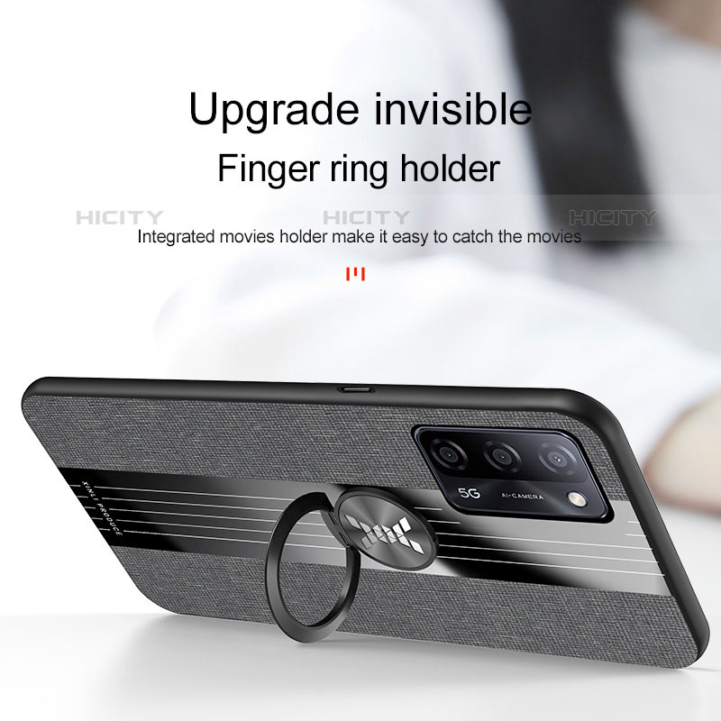 Silikon Hülle Handyhülle Ultra Dünn Schutzhülle Tasche Flexible mit Magnetisch Fingerring Ständer X01L für Oppo A53s 5G groß