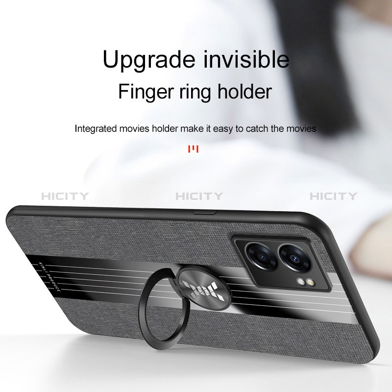 Silikon Hülle Handyhülle Ultra Dünn Schutzhülle Tasche Flexible mit Magnetisch Fingerring Ständer X01L für Oppo A56S 5G