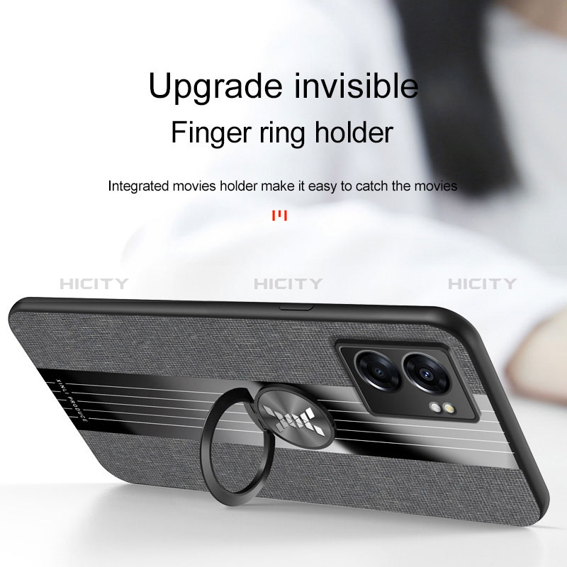 Silikon Hülle Handyhülle Ultra Dünn Schutzhülle Tasche Flexible mit Magnetisch Fingerring Ständer X01L für Oppo A57 5G groß