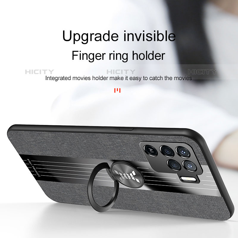 Silikon Hülle Handyhülle Ultra Dünn Schutzhülle Tasche Flexible mit Magnetisch Fingerring Ständer X01L für Oppo A94 4G groß