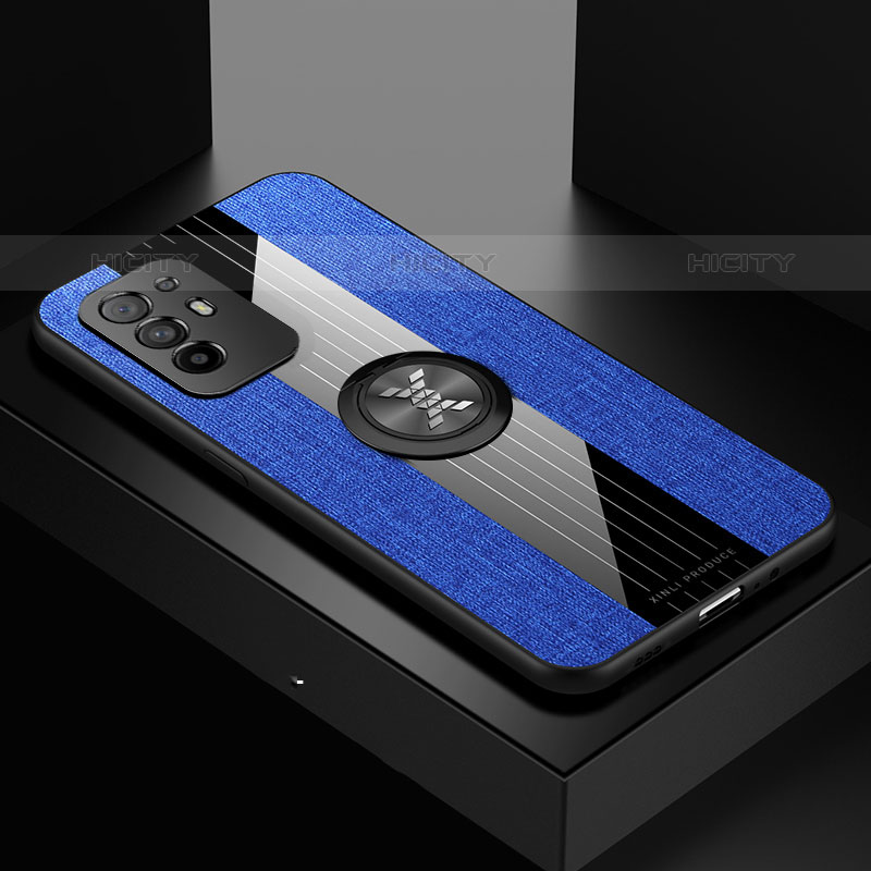 Silikon Hülle Handyhülle Ultra Dünn Schutzhülle Tasche Flexible mit Magnetisch Fingerring Ständer X01L für Oppo A94 5G Blau Plus
