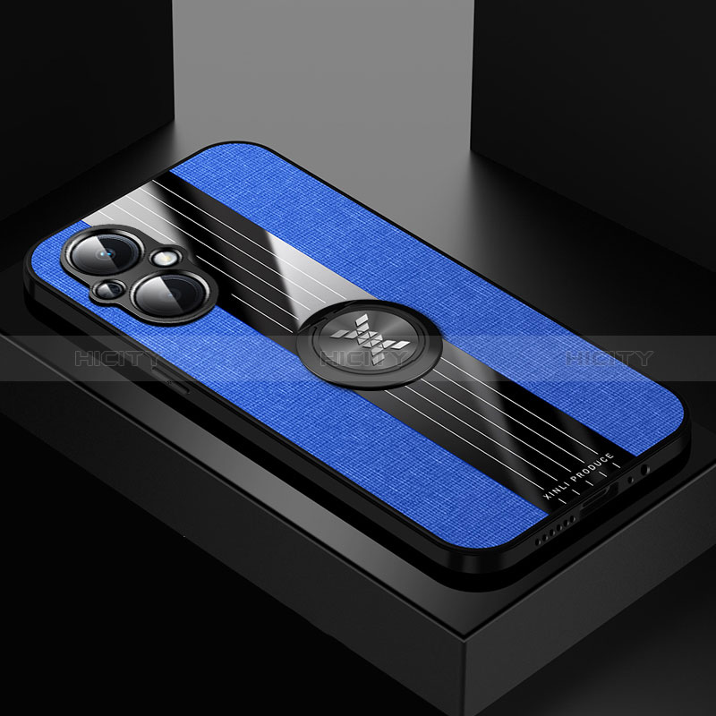 Silikon Hülle Handyhülle Ultra Dünn Schutzhülle Tasche Flexible mit Magnetisch Fingerring Ständer X01L für Oppo A96 5G Blau
