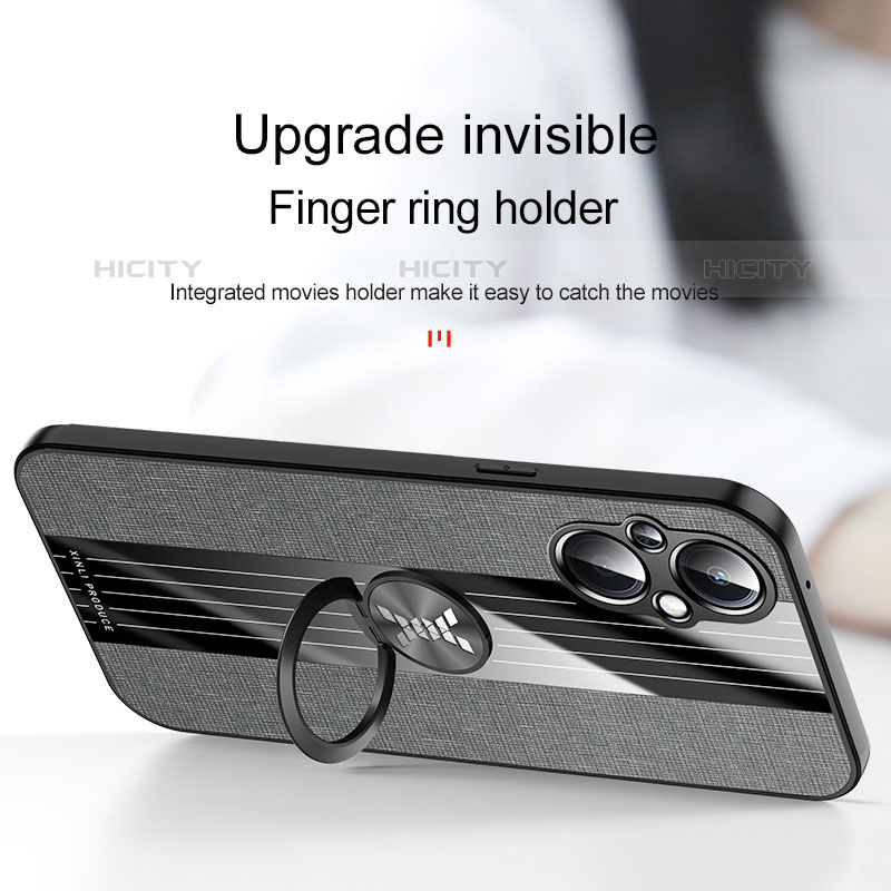 Silikon Hülle Handyhülle Ultra Dünn Schutzhülle Tasche Flexible mit Magnetisch Fingerring Ständer X01L für Oppo F21 Pro 5G groß