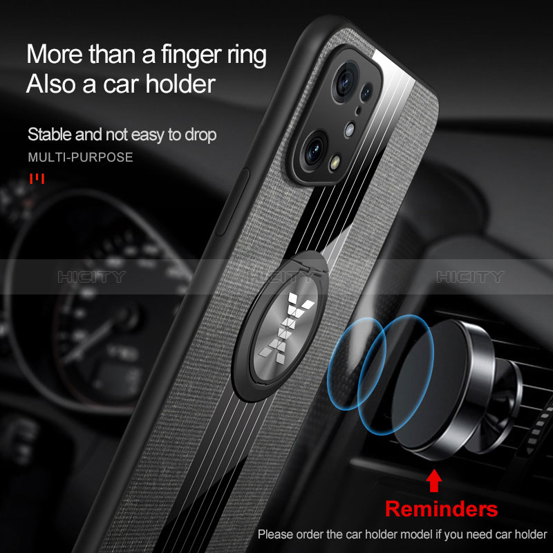 Silikon Hülle Handyhülle Ultra Dünn Schutzhülle Tasche Flexible mit Magnetisch Fingerring Ständer X01L für Oppo Find X5 5G