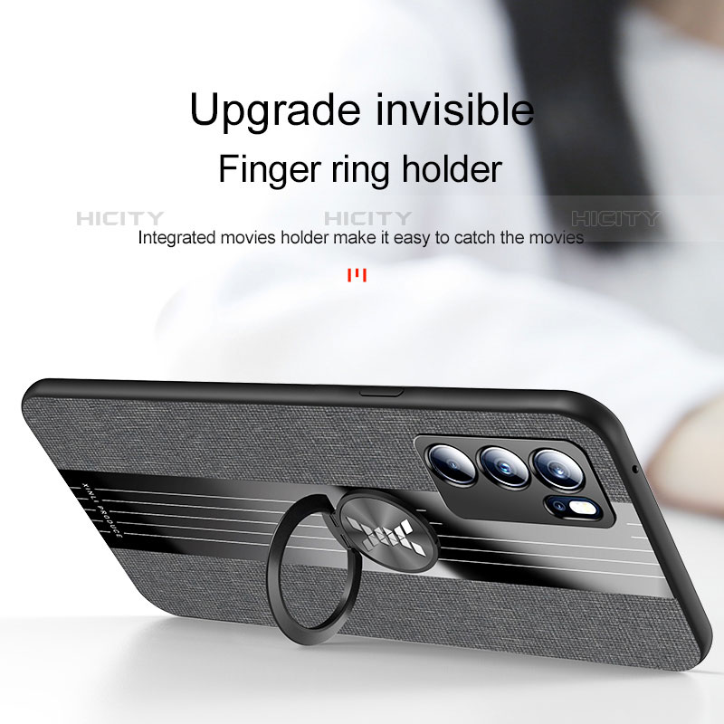 Silikon Hülle Handyhülle Ultra Dünn Schutzhülle Tasche Flexible mit Magnetisch Fingerring Ständer X01L für Oppo Reno6 5G