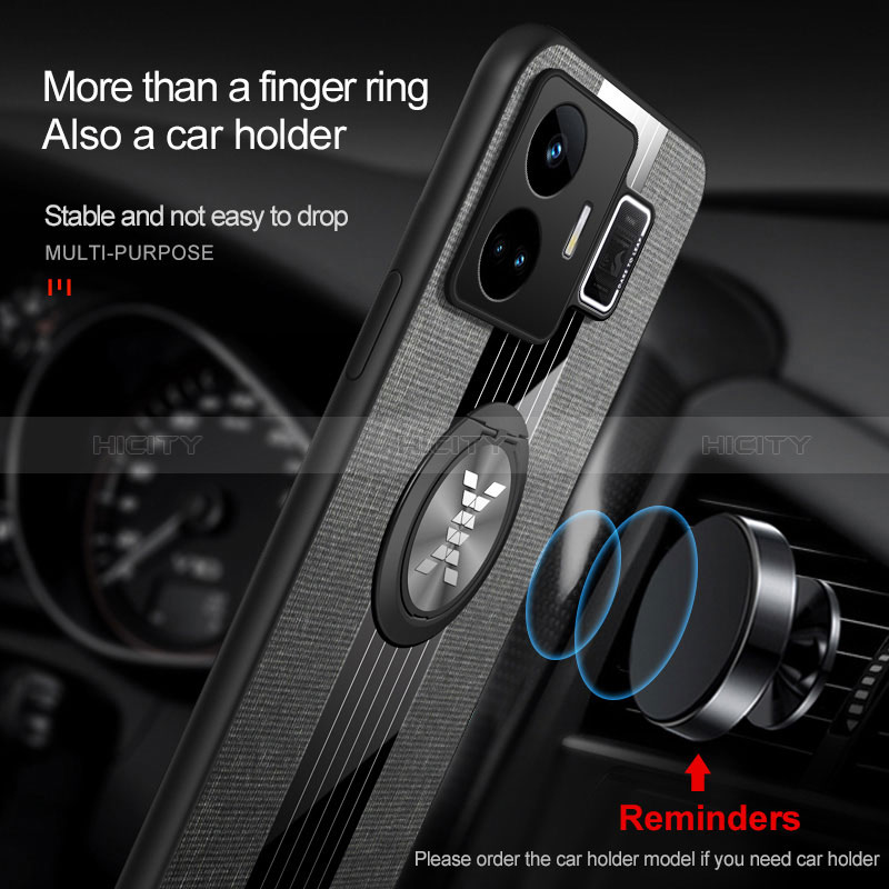 Silikon Hülle Handyhülle Ultra Dünn Schutzhülle Tasche Flexible mit Magnetisch Fingerring Ständer X01L für Realme GT Neo6 5G