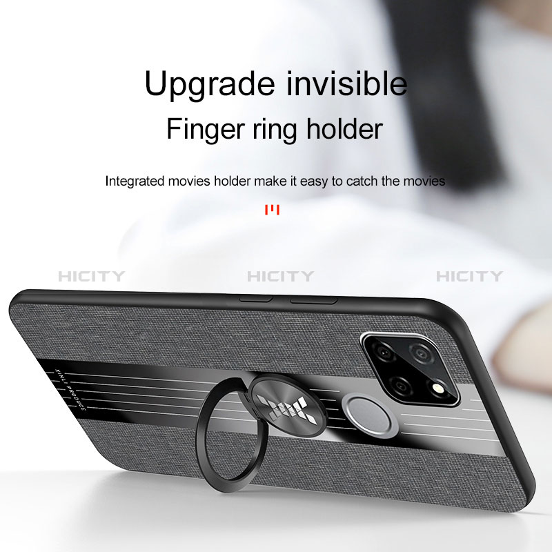 Silikon Hülle Handyhülle Ultra Dünn Schutzhülle Tasche Flexible mit Magnetisch Fingerring Ständer X01L für Realme Q2i 5G groß