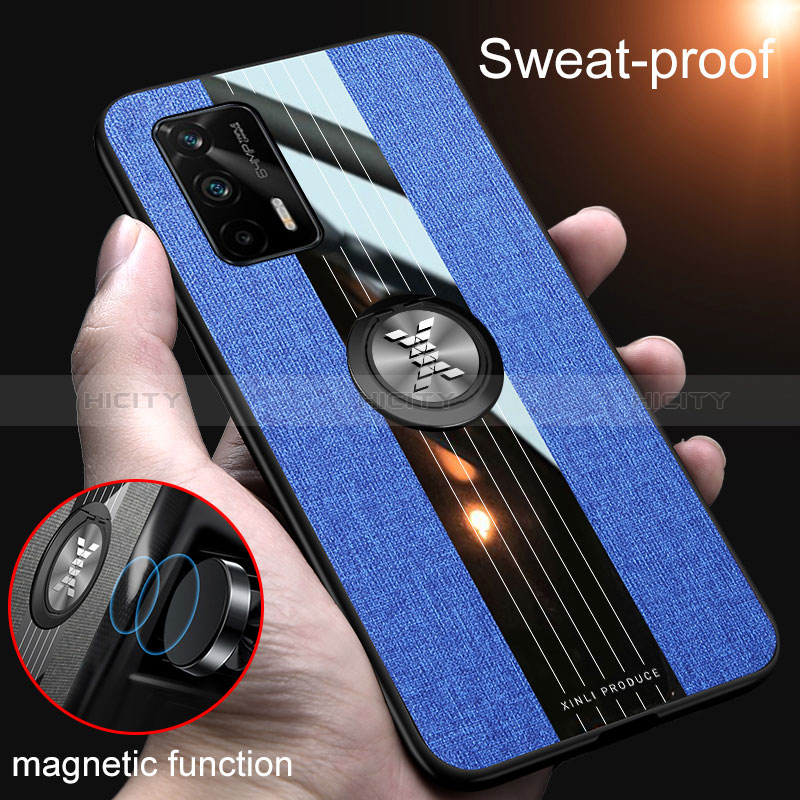 Silikon Hülle Handyhülle Ultra Dünn Schutzhülle Tasche Flexible mit Magnetisch Fingerring Ständer X01L für Realme Q3 Pro 5G groß