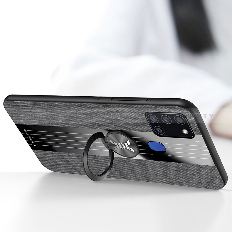 Silikon Hülle Handyhülle Ultra Dünn Schutzhülle Tasche Flexible mit Magnetisch Fingerring Ständer X01L für Samsung Galaxy A21s