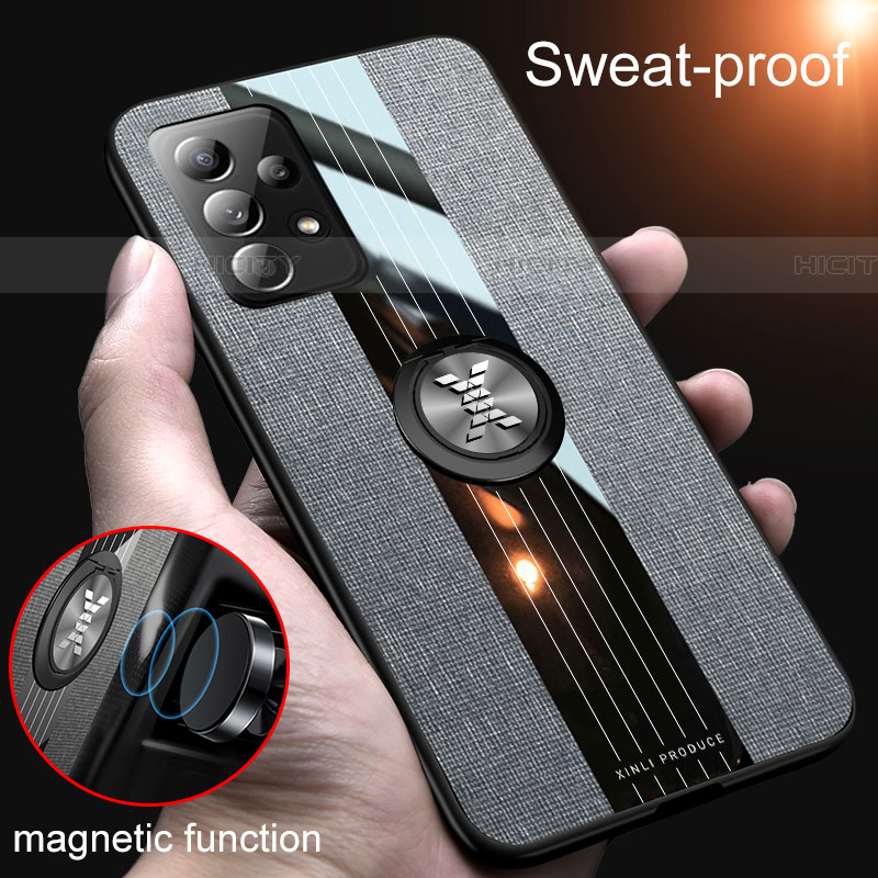 Silikon Hülle Handyhülle Ultra Dünn Schutzhülle Tasche Flexible mit Magnetisch Fingerring Ständer X01L für Samsung Galaxy A52 4G