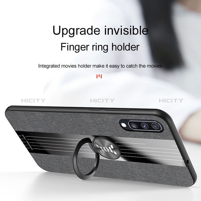 Silikon Hülle Handyhülle Ultra Dünn Schutzhülle Tasche Flexible mit Magnetisch Fingerring Ständer X01L für Samsung Galaxy A70 groß