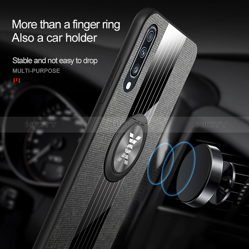Silikon Hülle Handyhülle Ultra Dünn Schutzhülle Tasche Flexible mit Magnetisch Fingerring Ständer X01L für Samsung Galaxy A70S groß