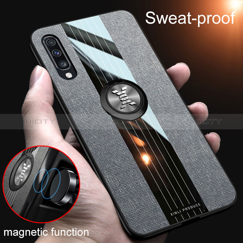 Silikon Hülle Handyhülle Ultra Dünn Schutzhülle Tasche Flexible mit Magnetisch Fingerring Ständer X01L für Samsung Galaxy A70S groß