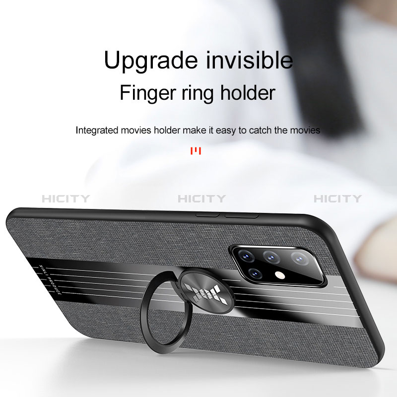 Silikon Hülle Handyhülle Ultra Dünn Schutzhülle Tasche Flexible mit Magnetisch Fingerring Ständer X01L für Samsung Galaxy A71 5G