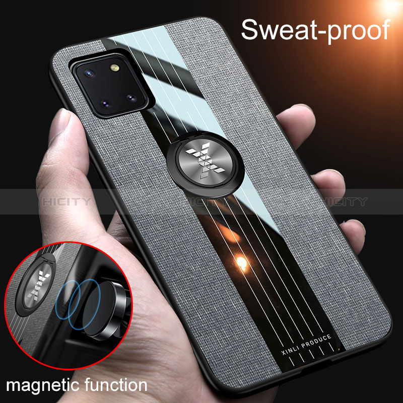 Silikon Hülle Handyhülle Ultra Dünn Schutzhülle Tasche Flexible mit Magnetisch Fingerring Ständer X01L für Samsung Galaxy A81 groß