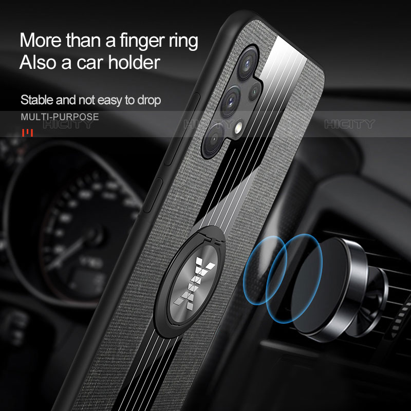Silikon Hülle Handyhülle Ultra Dünn Schutzhülle Tasche Flexible mit Magnetisch Fingerring Ständer X01L für Samsung Galaxy M32 5G