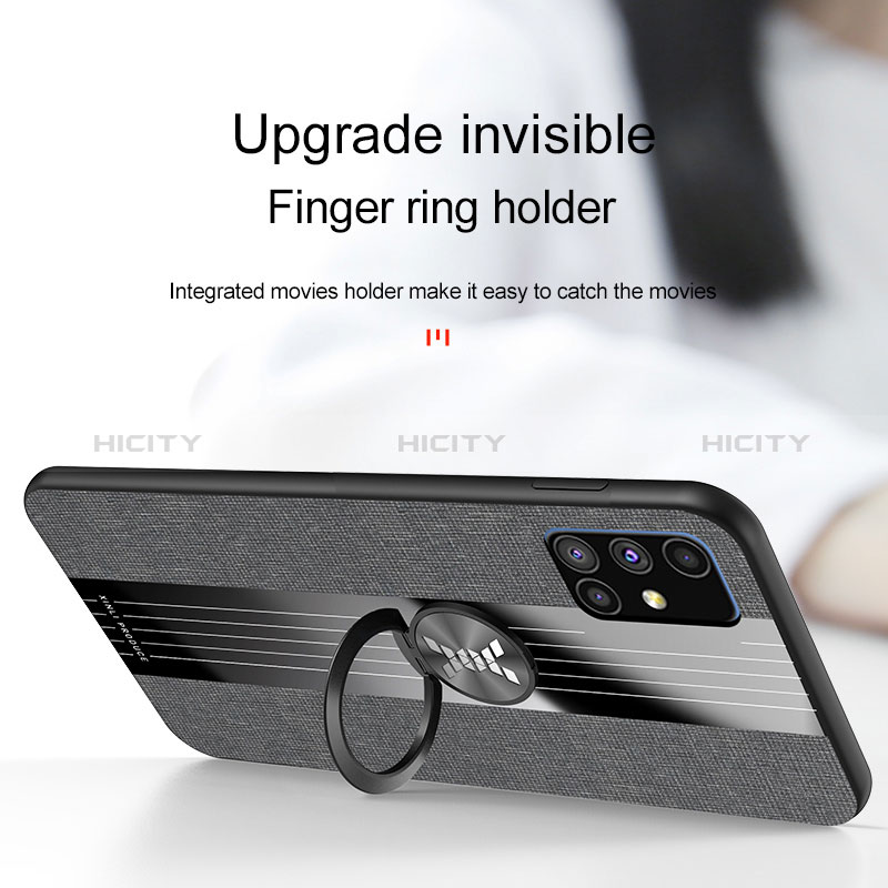 Silikon Hülle Handyhülle Ultra Dünn Schutzhülle Tasche Flexible mit Magnetisch Fingerring Ständer X01L für Samsung Galaxy M51