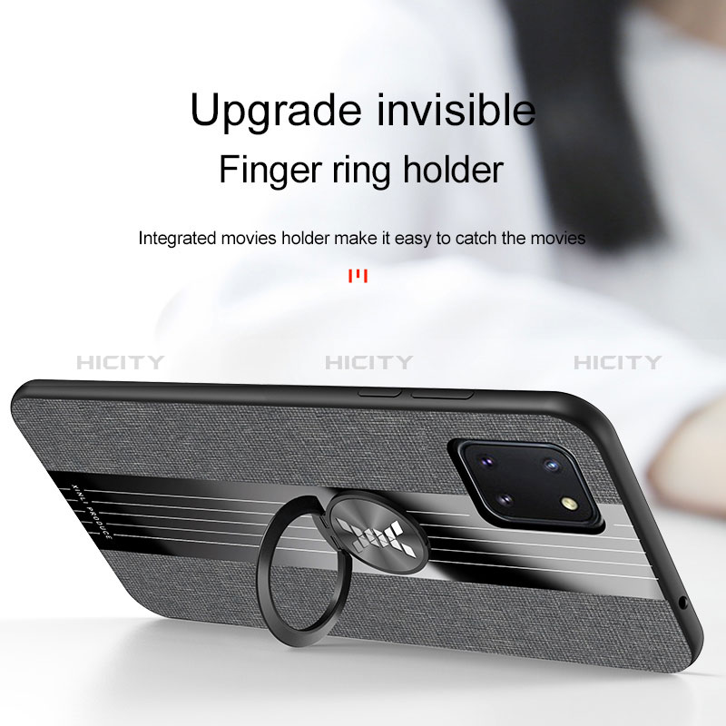 Silikon Hülle Handyhülle Ultra Dünn Schutzhülle Tasche Flexible mit Magnetisch Fingerring Ständer X01L für Samsung Galaxy Note 10 Lite groß