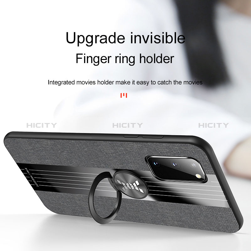 Silikon Hülle Handyhülle Ultra Dünn Schutzhülle Tasche Flexible mit Magnetisch Fingerring Ständer X01L für Samsung Galaxy S20 groß