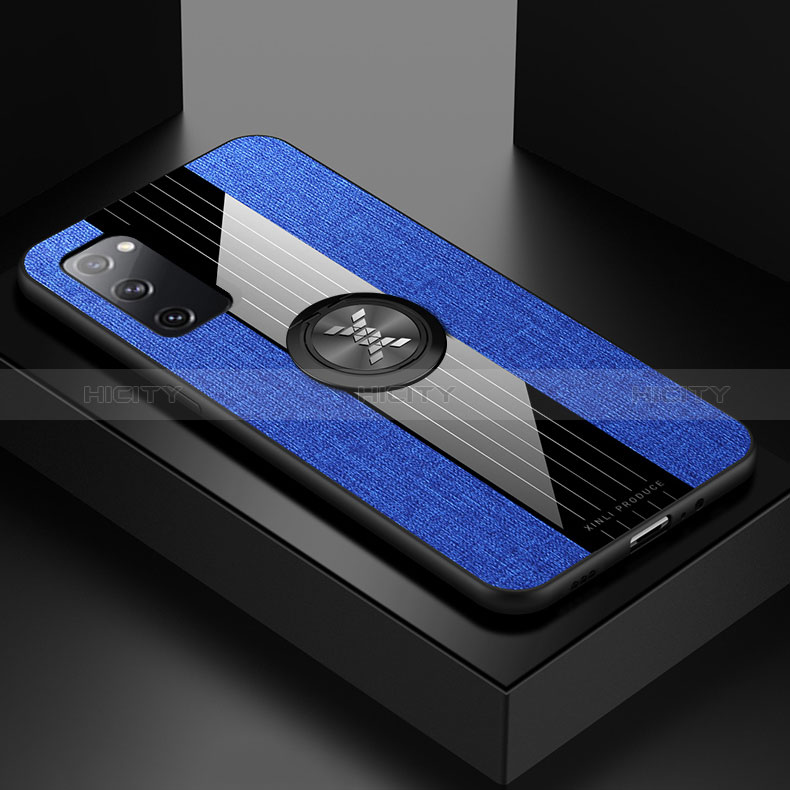 Silikon Hülle Handyhülle Ultra Dünn Schutzhülle Tasche Flexible mit Magnetisch Fingerring Ständer X01L für Samsung Galaxy S20 FE (2022) 5G Blau Plus