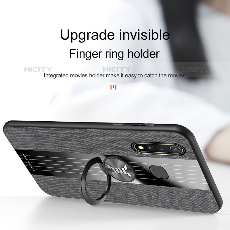 Silikon Hülle Handyhülle Ultra Dünn Schutzhülle Tasche Flexible mit Magnetisch Fingerring Ständer X01L für Vivo iQOO U3 4G groß