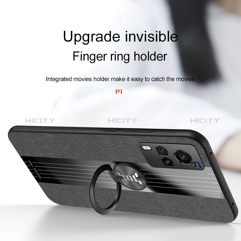 Silikon Hülle Handyhülle Ultra Dünn Schutzhülle Tasche Flexible mit Magnetisch Fingerring Ständer X01L für Vivo X60 Pro 5G