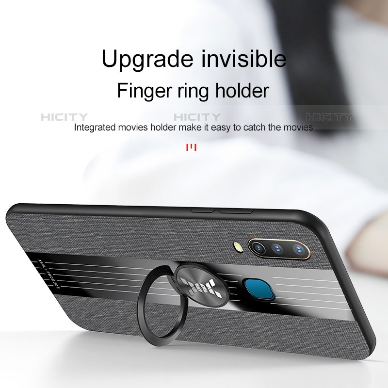 Silikon Hülle Handyhülle Ultra Dünn Schutzhülle Tasche Flexible mit Magnetisch Fingerring Ständer X01L für Vivo Y12