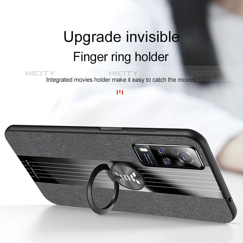 Silikon Hülle Handyhülle Ultra Dünn Schutzhülle Tasche Flexible mit Magnetisch Fingerring Ständer X01L für Vivo Y51A groß