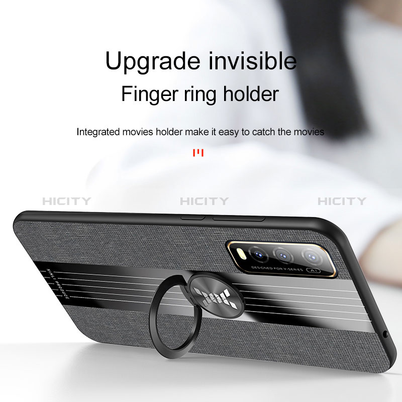 Silikon Hülle Handyhülle Ultra Dünn Schutzhülle Tasche Flexible mit Magnetisch Fingerring Ständer X01L für Vivo Y51s 5G groß