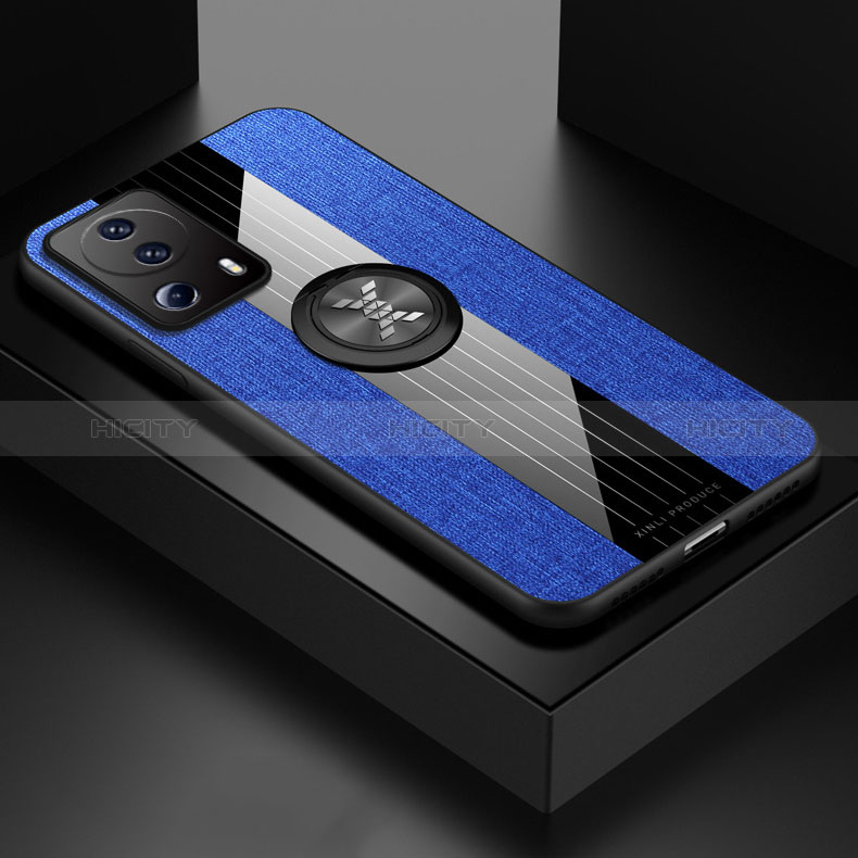Silikon Hülle Handyhülle Ultra Dünn Schutzhülle Tasche Flexible mit Magnetisch Fingerring Ständer X01L für Xiaomi Mi 13 Lite 5G Blau
